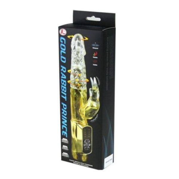 Δονητής rabbit Baile Rabbit Gold Prince, με μπίλιες στο σώμα και μπράτσο κουνελιού για την κλειτορίδα
