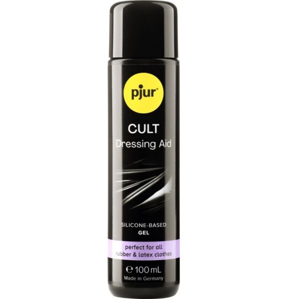 Φιάλη 100 ml pjur Cult Dressing Aid, τζελ σιλικόνης για να φορέσετε ρούχα από λατέξ