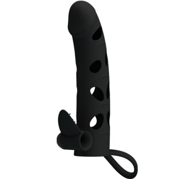 Θήκη πέους Pretty Love 15,2 cm με δονητή σφαίρα και υφές