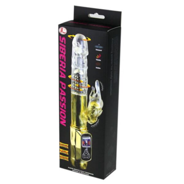 Δονητής rabbit Baile Siberia Passion Gold, χρυσός, με περιστρεφόμενη μύτη και κουνελάκι για την κλειτορίδα