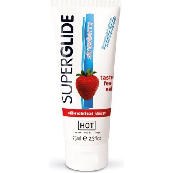 Βρώσιμο λιπαντικό HOT Superglide 75 ml, διαθέσιμο σε πέντε γεύσεις