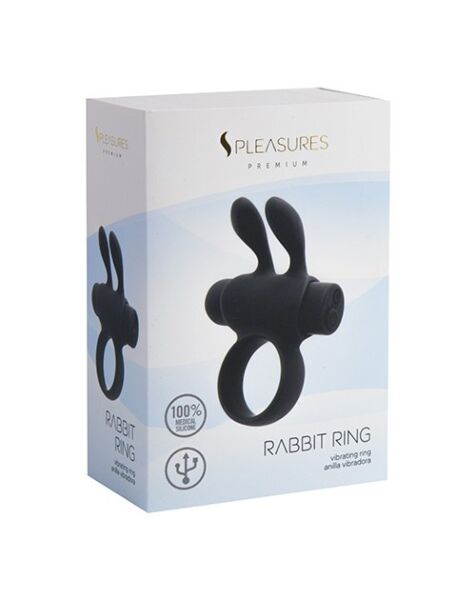 Δονούμενο δαχτυλίδι πέους S Pleasures Rabbit Ring Rechargeable με τον δονητή σφαίρα του