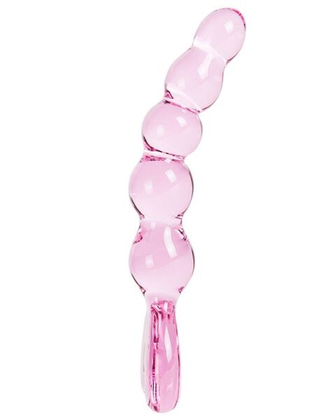 Ντίλντο με μπίλιες S Pleasures Crystal Aphrodite, διάφανο ροζ, με βάση σε σχήμα καρδιάς