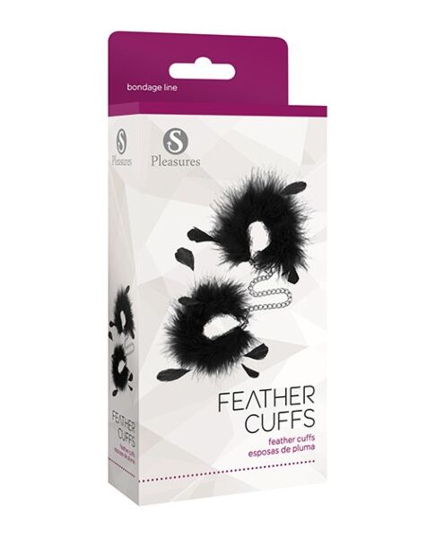 Χειροπέδες S Pleasures Feather Cuffs, δύο χειροπέδες με φτερά ενωμένες με αλυσίδα