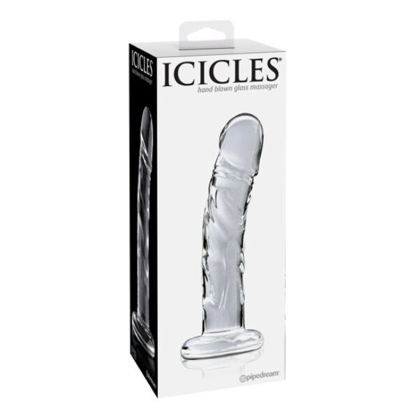 Γυάλινο ντίλντο Pipedream Icicles N. 62, καμπύλο και με επίπεδη βάση