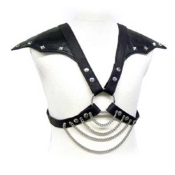 Ανδρικό harness BDSM Leather Body με ρυθμιζόμενους ιμάντες και μεταλλικές αλυσίδες