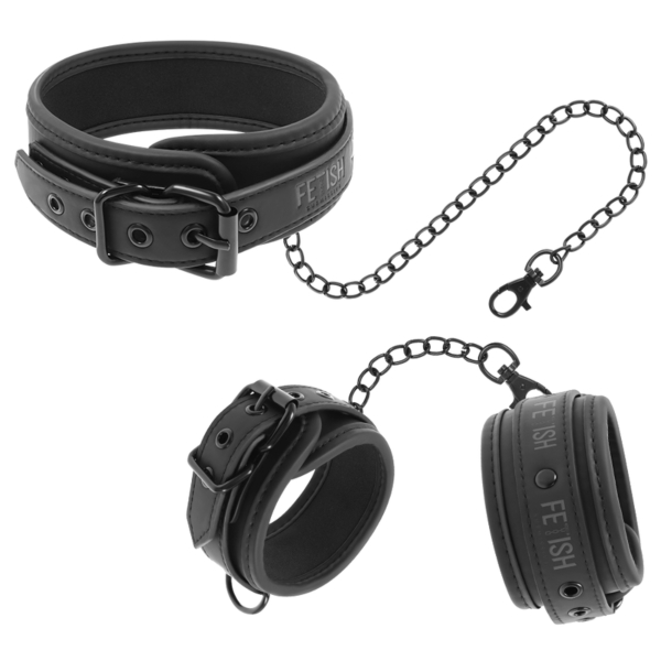 Σετ χειροπέδων και κολάρου Fetish Submissive με μπάρα ακινητοποίησης και αλυσίδες