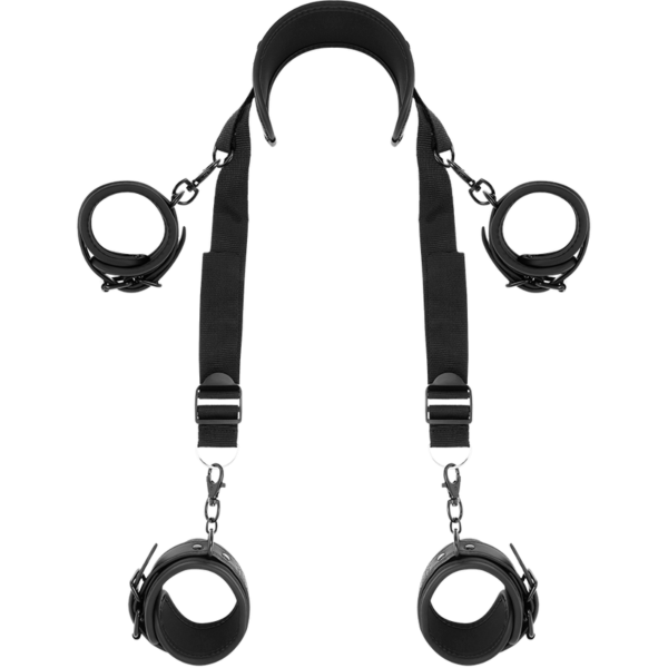 Σετ bondage Fetish Submissive με χειροπέδες καρπών και αστραγάλων, λουρί λαιμού και ιμάντες