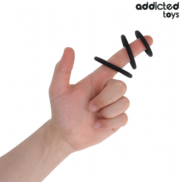 Σετ τριών δαχτυλιδιών πέους Addicted Toys Μοντέλο 2 από σιλικόνη