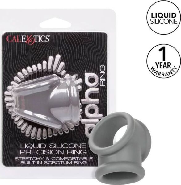 Δαχτυλίδι πέους CalExotics Alpha Precision Ring, γκρι, με τους δύο κρίκους ενωμένους