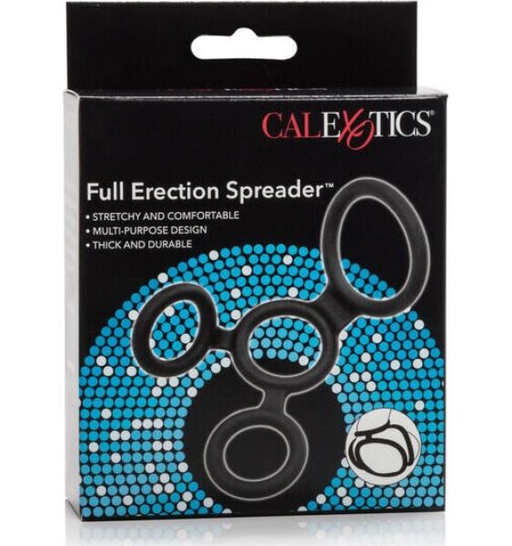 Δαχτυλίδι πέους CalExotics Full Erection Spreader από μαύρη σιλικόνη με τέσσερις κρίκους