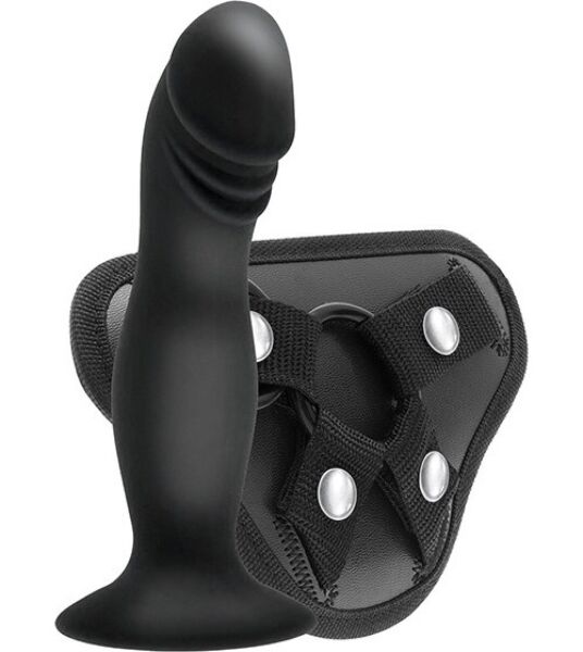Ζώνη strap-on με ντίλντο S Pleasures Strappy Harness Set, με τους ιμάντες και το ντίλντο με βεντούζα
