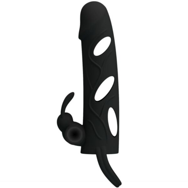 Μαύρη θήκη πέους από σιλικόνη Pretty Love Male 14 cm με δόνηση