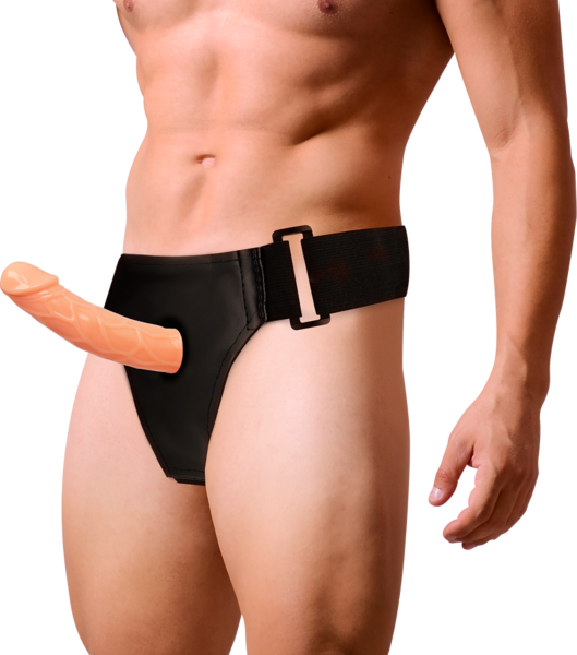 Κούφια ζώνη strap-on Harness Attraction Blake για άνδρες, με ρεαλιστικό πέος σε φυσικό χρώμα και ιμάντες