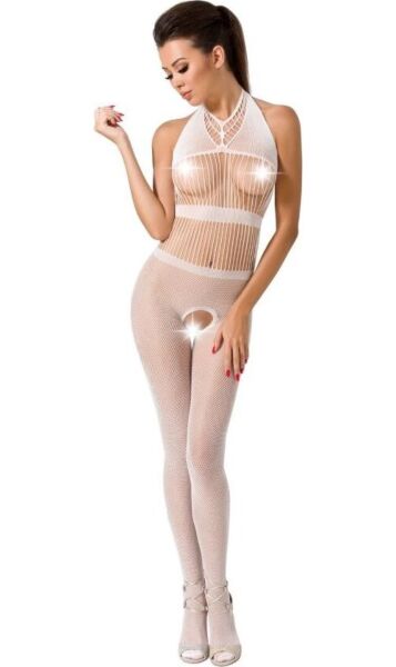 Bodystocking δίχτυ Passion BS048 με δαντέλα και άνοιγμα στον καβάλο
