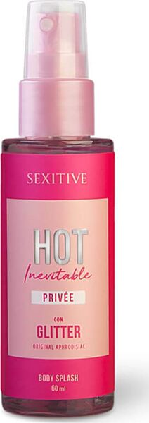 Body Splash Sexitive Hot Inevitable με glitter, φιάλη 60 ml με ψεκαστήρα