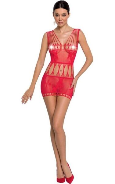 Μίνι φόρεμα lingerie Passion BS090 από δίχτυ με δαντέλες και διαφάνειες