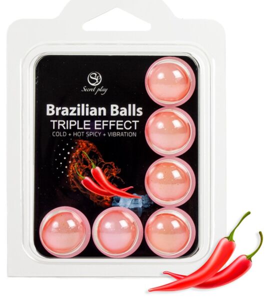 Σετ 6 Brazilian Balls Τριπλής Δράσης της Secret Play, μπάλες με λάδι μασάζ