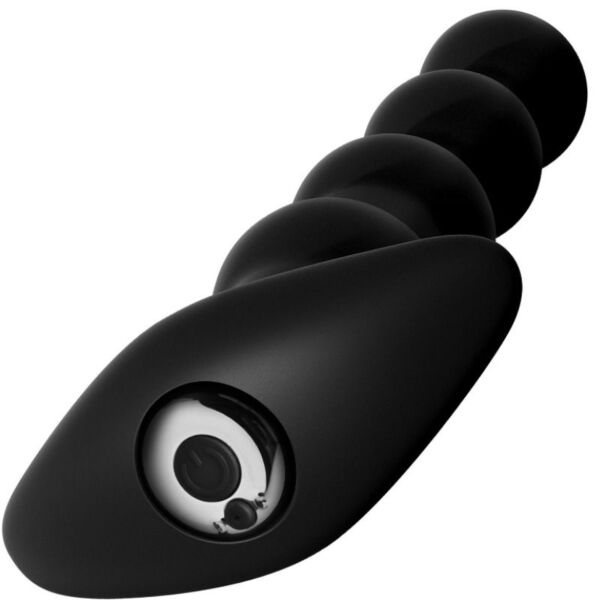 Μαύρες πρωκτικές μπάλες Anal Fantasy Elite Rechargeable Anal Beads με σταδιακά αυξανόμενο μέγεθος και φαρδιά βάση