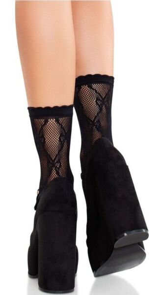 Κοντές κάλτσες φίσνετ Leg Avenue Bow Babe σε μαύρο χρώμα, με φιόγκο