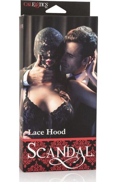 Κουκούλα από μαύρη δαντέλα Scandal Lace Hood της CalExotics, με ανοιχτό στόμα