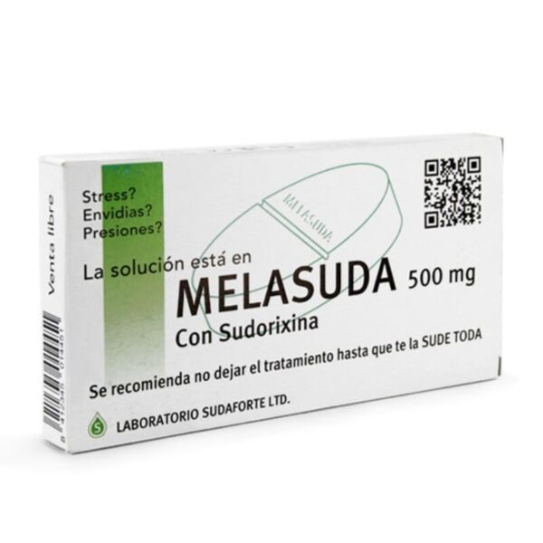 Κουτί με καραμέλες Melasuda 500 mg της Diablo Picante, που μοιάζει με κουτί φαρμάκων