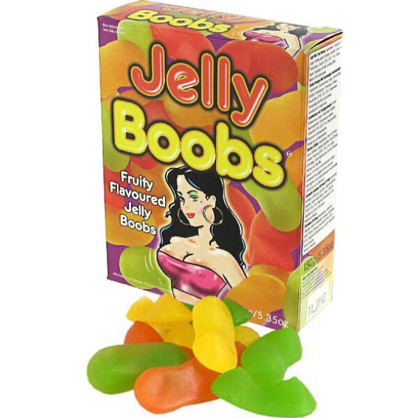 Συσκευασία ζελεδακιών Spencer & Fleetwood Jelly Boobs σε σχήμα στηθών