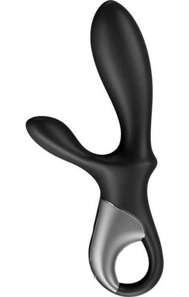 Πρωκτικός δονητής Satisfyer Heat Climax+ σε μαύρο χρώμα, με τους δύο άξονες και τη λαβή με δαχτυλίδι συγκράτησης