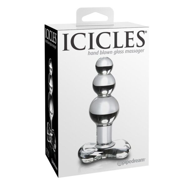 Πρωκτική σφήνα από γυαλί Pipedream Icicles N. 47, με καμπυλωτό σώμα και δακτύλιο στη βάση