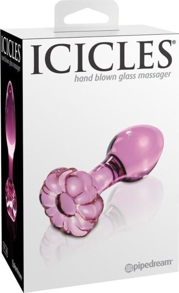 Γυάλινη πρωκτική σφήνα Icicles N. 48 με κυρτό σώμα και δακτύλιο στη βάση