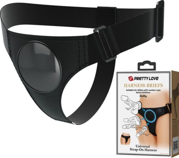 Ζώνη strap-on τύπου σλιπάκι Pretty Love BW-022086, σε μαύρο χρώμα