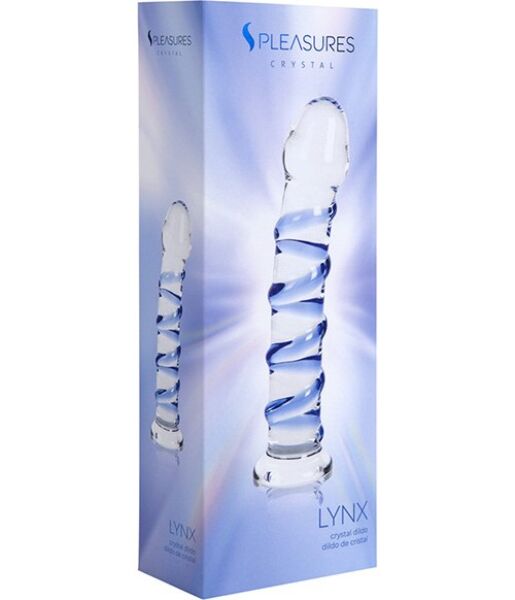 Ντίλντο S Pleasures Crystal Lynx, διάφανο με μπλε λεπτομέρειες και ανάγλυφη σπείρα