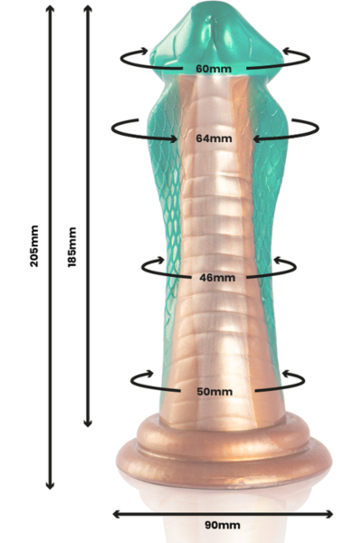 Dildo Epic Python Cobra Green με βάλανο, πάχυνση κάτω από τη βάλανο και βάση