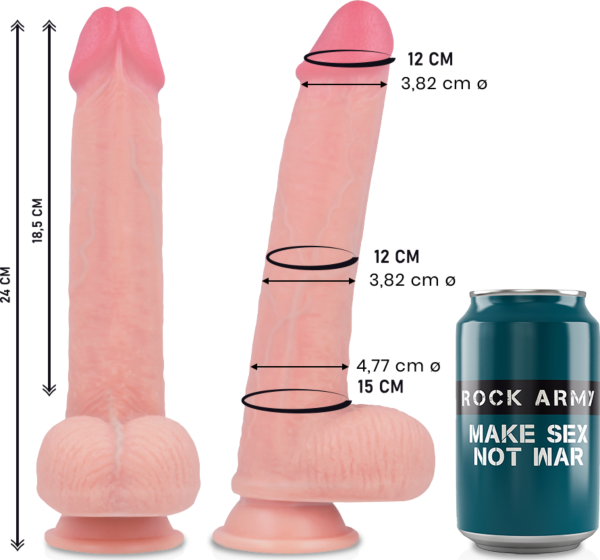 Ρεαλιστικό ντίλντο Rock Army Kingcobra 24 cm, σε χρώμα σάρκας, με βάση βεντούζα