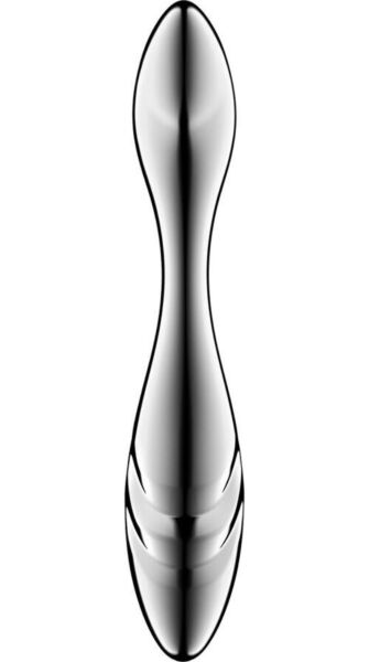Ντίλντο από ανοξείδωτο ατσάλι Satisfyer Pure Gravity 3, ασημί με δύο άκρα
