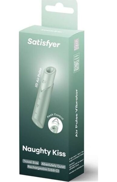 Διεγέρτης κλειτορίδας Satisfyer Naughty Kiss σε χρώμα μέντας, σε σχήμα κραγιόν