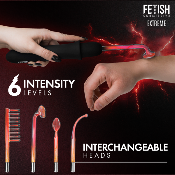 Ραβδί ηλεκτροδιέγερσης Fetish Submissive Electrostimulation Wand με τις εναλλάξιμες κεφαλές του