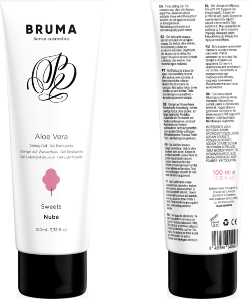 Συσκευασία του λιπαντικού τζελ Bruma Aloe Vera με βάση το νερό