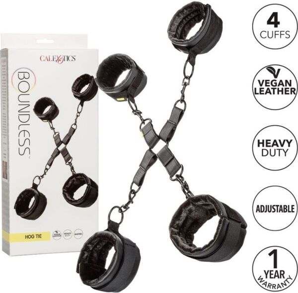 Σετ χειροπέδων CalExotics Boundless Hog Tie με τις τέσσερις μανσέτες και τον σύνδεσμο