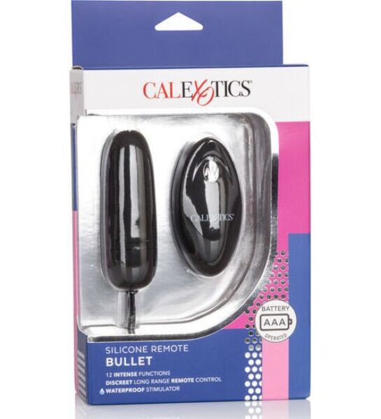 Μαύρο CalExotics Silicone Remote Bullet με τηλεχειριστήριο και κορδόνι αφαίρεσης