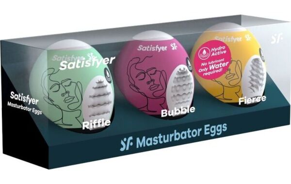 Σετ με τρία αυγά αυνανιστήρια Satisfyer Eggs Riffle, Bubble & Fierce
