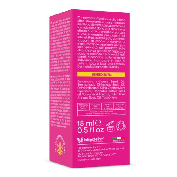 Μπουκαλάκι 15 ml με το διεγερτικό λάδι Intymate Vibroil της IntimateLine