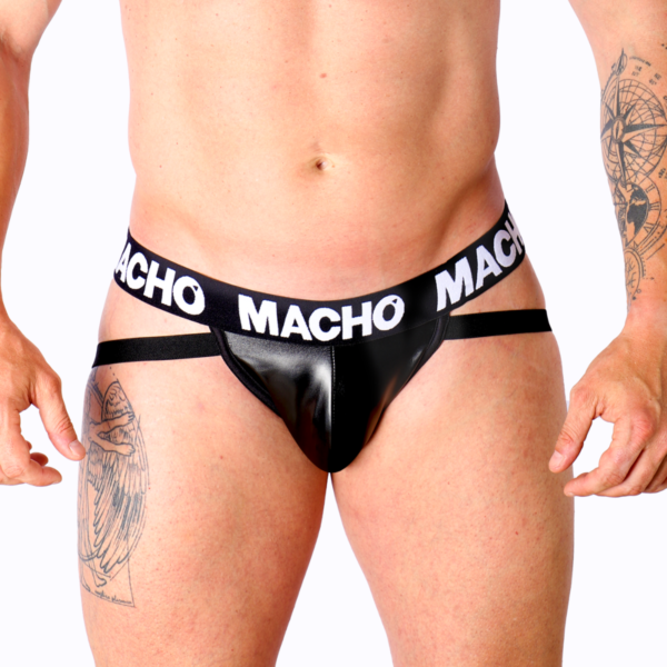 Jockstrap Macho Underwear MX25NC με την ελαστική ζώνη σε κόκκινο, κίτρινο και λευκό
