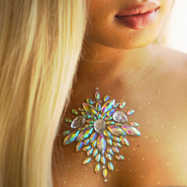 Αυτοκόλλητο κόσμημα σώματος Leg Avenue Celestial Jewels, με ασημί strass σε ουράνιο σχέδιο