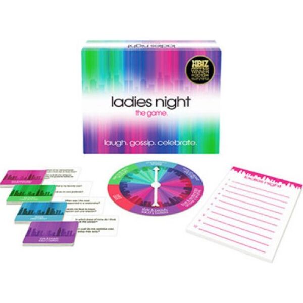 Παιχνίδι ερωτήσεων Kheper Games Ladies Night, με τη ρουλέτα, το μπλοκ και τις κάρτες του