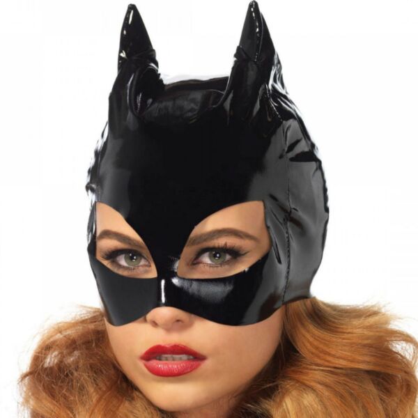 Μάσκα Leg Avenue Vinyl Catwoman από μαύρο βινύλιο με μυτερά αυτιά γάτας