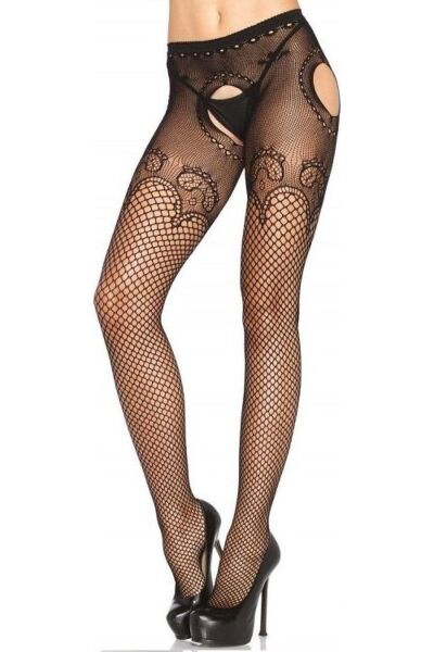 Διχτυωτό καλσόν Leg Avenue Jess Duchess, με άνοιγμα και δαντελένιες λεπτομέρειες