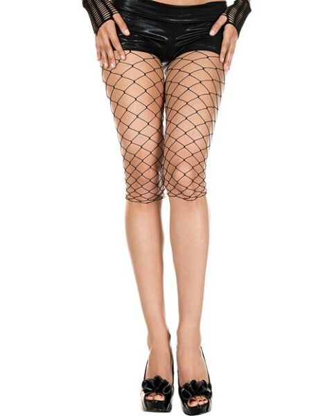 Κολάν με φαρδύ δίχτυ Music Legs σε μαύρο, μέχρι το γόνατο