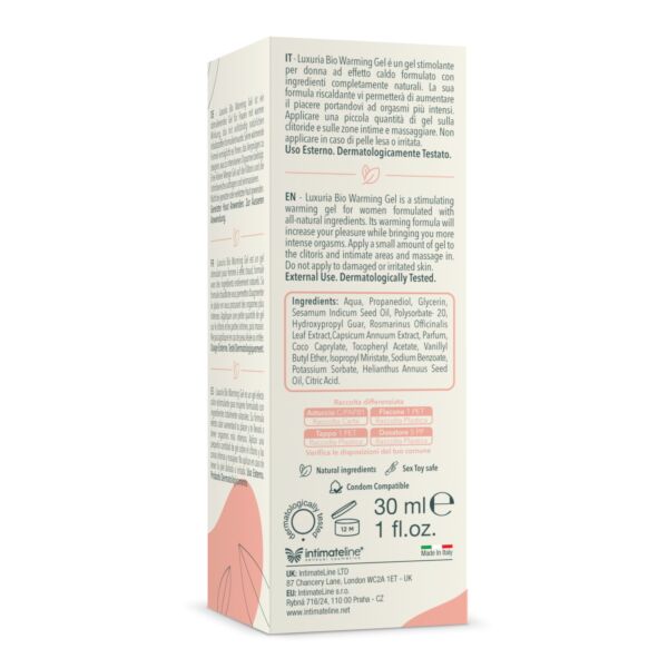 Διεγερτικό τζελ με αίσθηση θέρμανσης Luxuria BIO Warming 30 ml της Intimateline