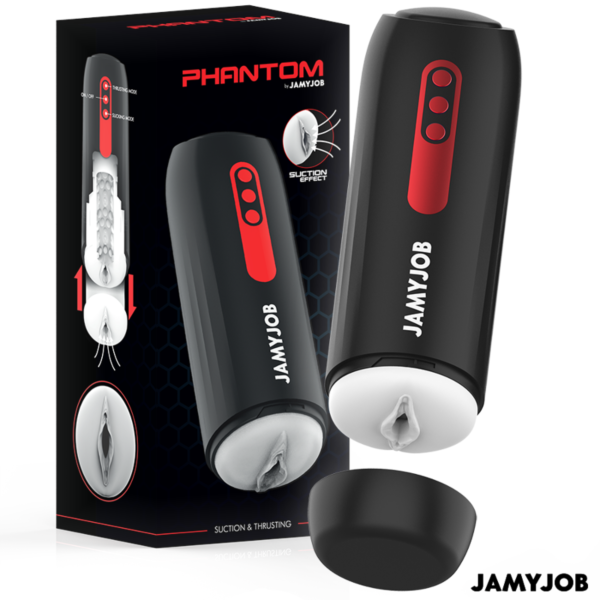Αυτόματο αυνανιστήρι Jamyjob Phantom σε μαύρο χρώμα με κόκκινες λεπτομέρειες